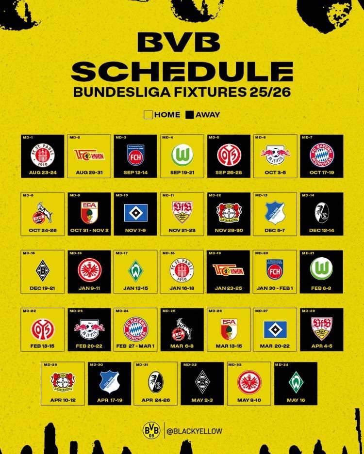 爱游戏体育下载-多特新赛季德甲赛程：首轮客战圣保利，10月中旬对阵拜仁